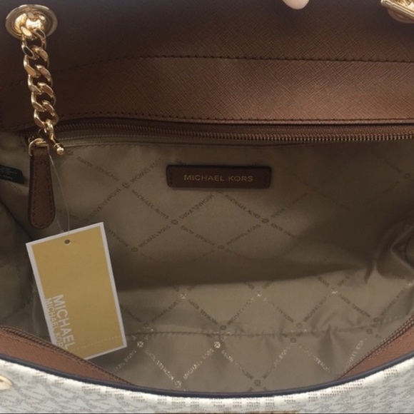 MICHAEL KORS LG CHAIN SHOULDER TOTE VANILLA - Picture 7 of 16